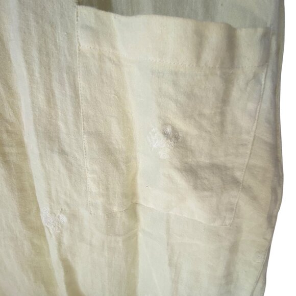 Kiko Sleeveless Linen Maxi Dress Women M Floral Embroidery Button-Back Yellow - Picture 3 of 10